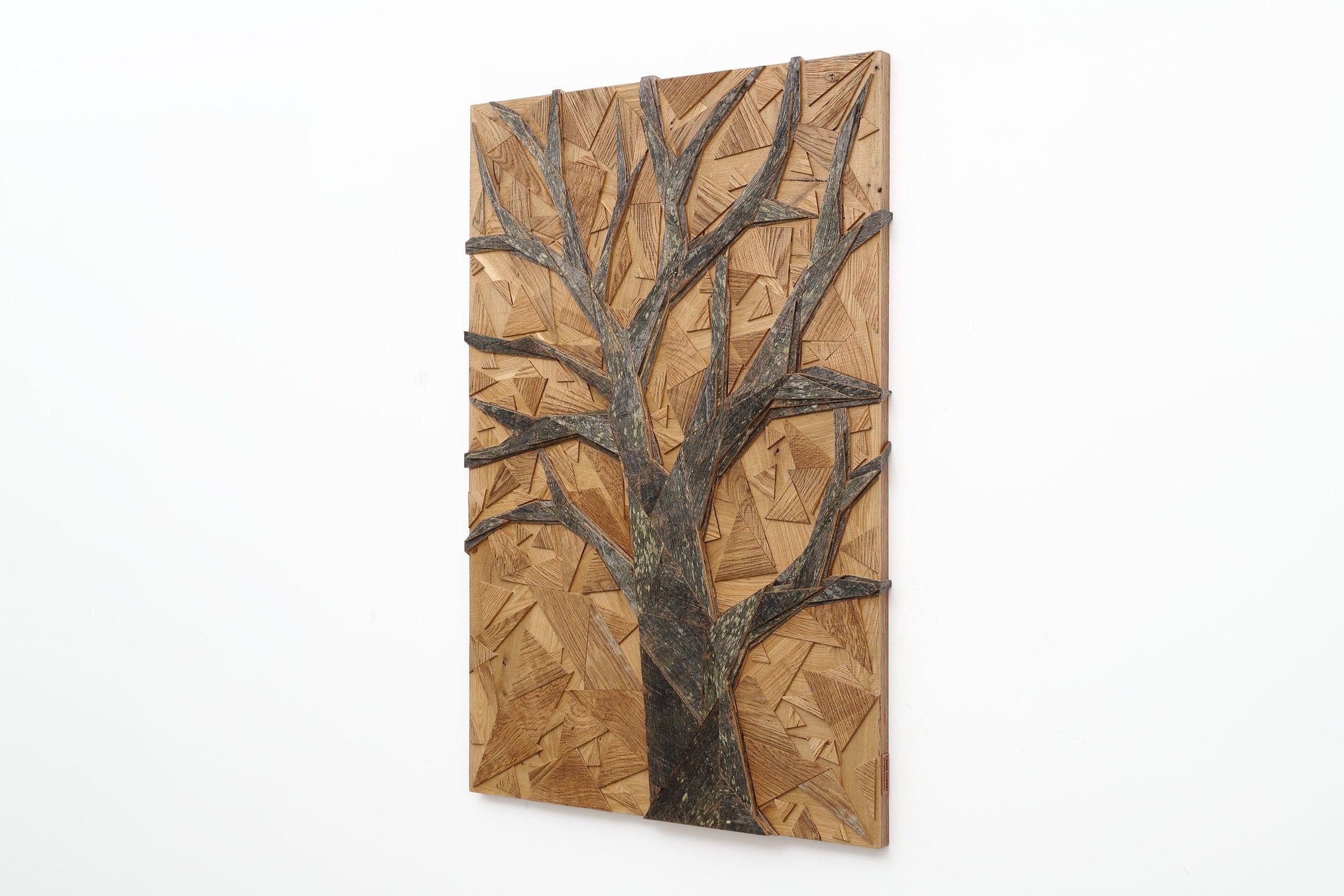 Oak Tree geometric wood tree art large wood wall art Etsy