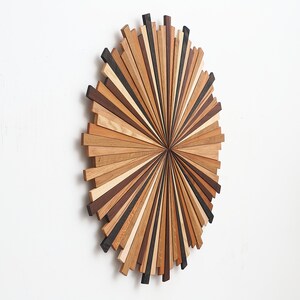 Arte de pared de madera Starburst, Natural 2, arte de pared grande, arte de madera, arte circular, imagen 4