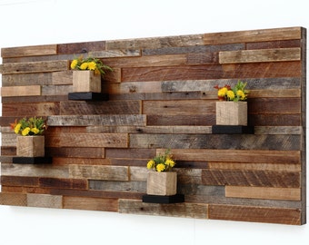 Wood wall art  with wood shelves 48"x24"x5" made of reclaimed barnwood, Large wall art, Large art, wood wall sculpture