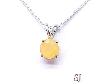Round-Cut Ethiopian Opal Pendant • 8mm, Sterling Silver