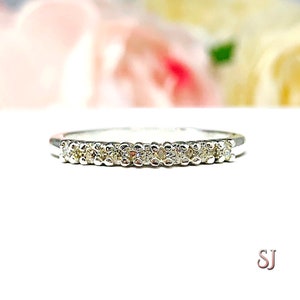Round Near Colorless CZ Wedding Band 2mm Seven Stone