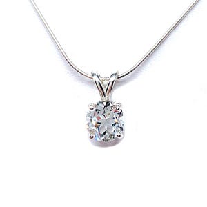 Round White Topaz Pendant Necklace – 6mm-12mm, Sterling Silver
