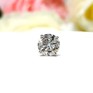 Round Moissanite Stud Earring – 14k Gold, 5mm–8mm, Yellow, White, Rose