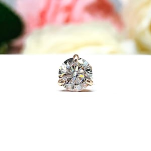Moissanite Stud Earring – 14k Gold, Round Martini, 5mm–7mm