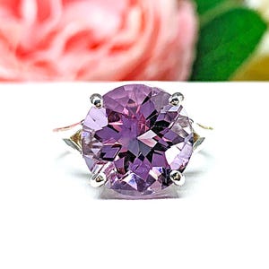 Rose de France Amethyst Ring – 10mm or 12mm Round, Sterling Silver