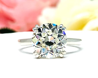 Old European Cut CZ Engagement Ring • 10mm, Sterling Silver