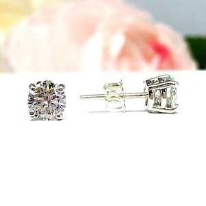 Moissanite Stud Earrings – 6mm Round, Sterling Silver