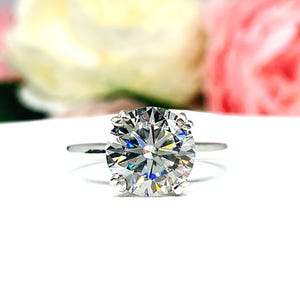 Moissanite Engagement Ring Size 4.75 – 10mm Round, Sterling Silver