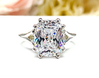 Cushion-Cut CZ Engagement Ring • 11x9mm, Sterling Silver