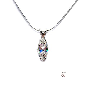 Marquise CZ Pendant Necklace -  6A quality near colorless CZ - Sterling silver setting - Sterling silver chain
