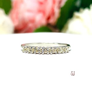 Round 2mm Light Yellow CZ Wedding Band 7 Stone
