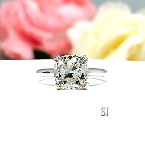 Old Mine Cut Near Colorless CZ Engagement Ring 8mm, 9mm, 10mm