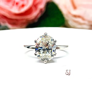 Oval 10x8mm Near Colorless CZ Engagement Ring