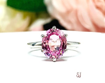 Lab Pink Sapphire Oval Ring