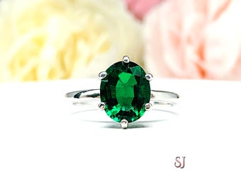 Lab Emerald Oval Ring