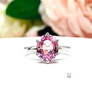 Lab Pink Sapphire Oval Ring