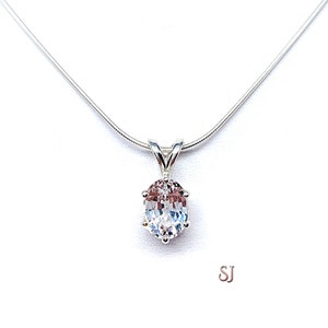 Oval Lab White Sapphire Six Prong Pendant With Optional Chain