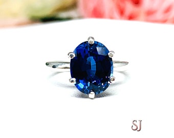 Lab Blue Sapphire 10x8mm Oval Ring