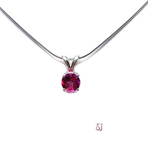 Mystic Pink Topaz Pendant Necklace – 6mm Round Genuine Gemstone in Sterling Silver