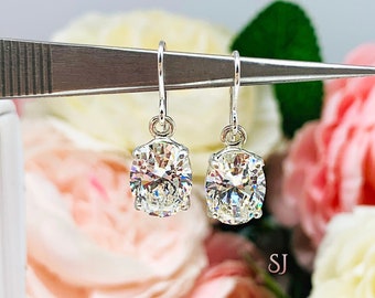 Oval Cubic Zirconia Dangle Earrings