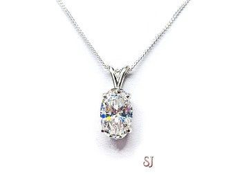 Near Colorless 12x8mm Oval Cubic Zirconia Pendant With Optional Chain