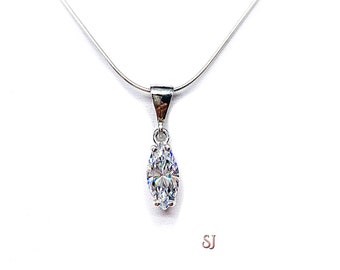 Marquise Cut Cubic Zirconia Pendant With Optional Chain