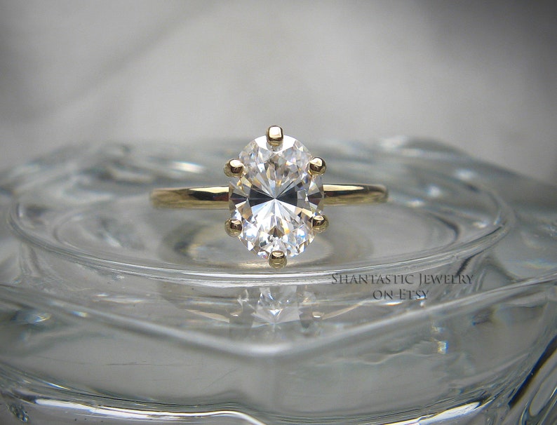 Oval Cut Cubic Zirconia CZ Engagement Ring 8x6mm 1.5 ct Low Etsy