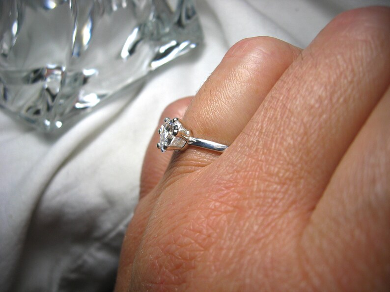 Trillion Cut Cubic Zirconia CZ Engagement Ring 7mm 1.5 Etsy