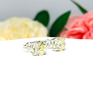 Light Yellow Old European Cut Cubic Zirconia Basket Stud Earrings image 3