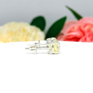 Light Yellow Old European Cut Cubic Zirconia Basket Stud Earrings image 4