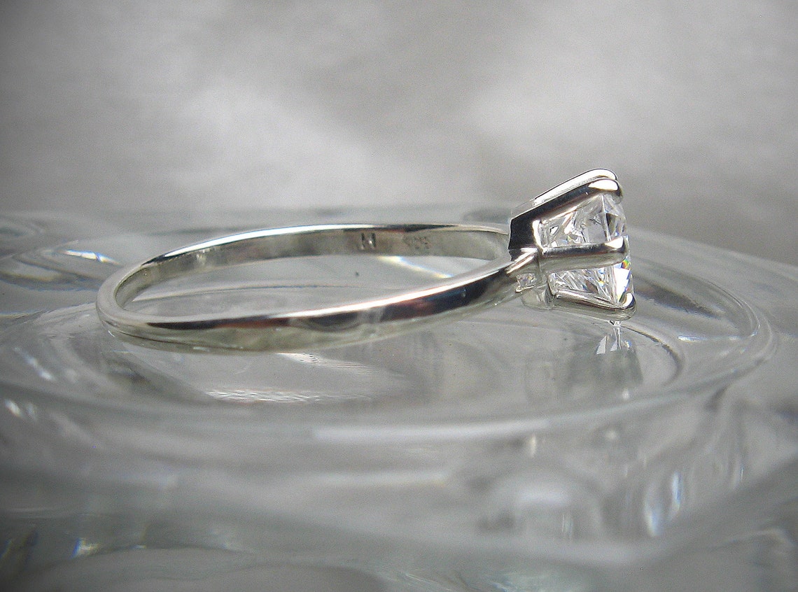 Trillion Cut Cubic Zirconia CZ Engagement Ring 7mm 1.5 Etsy