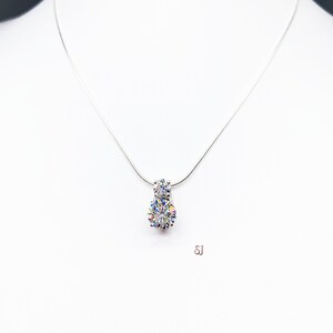 Two Stone Round Moissanite Sterling Silver Pendant with Optional Chain image 2