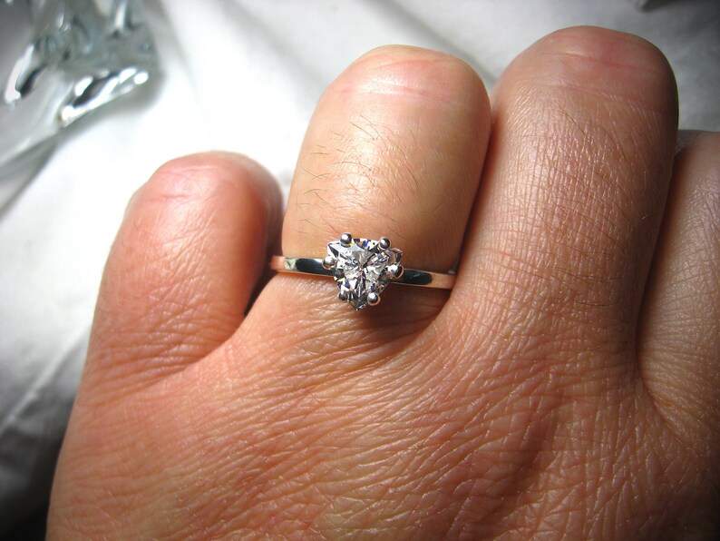 Trillion Cut Cubic Zirconia CZ Engagement Ring 7mm 1.5 Etsy