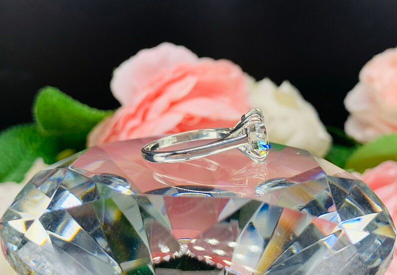 Sterling Silver or Gold Made to Order Near Colorless Split Prong Solitaire Round Cubic Zirconia Engagement Ring 11mm 5 cts