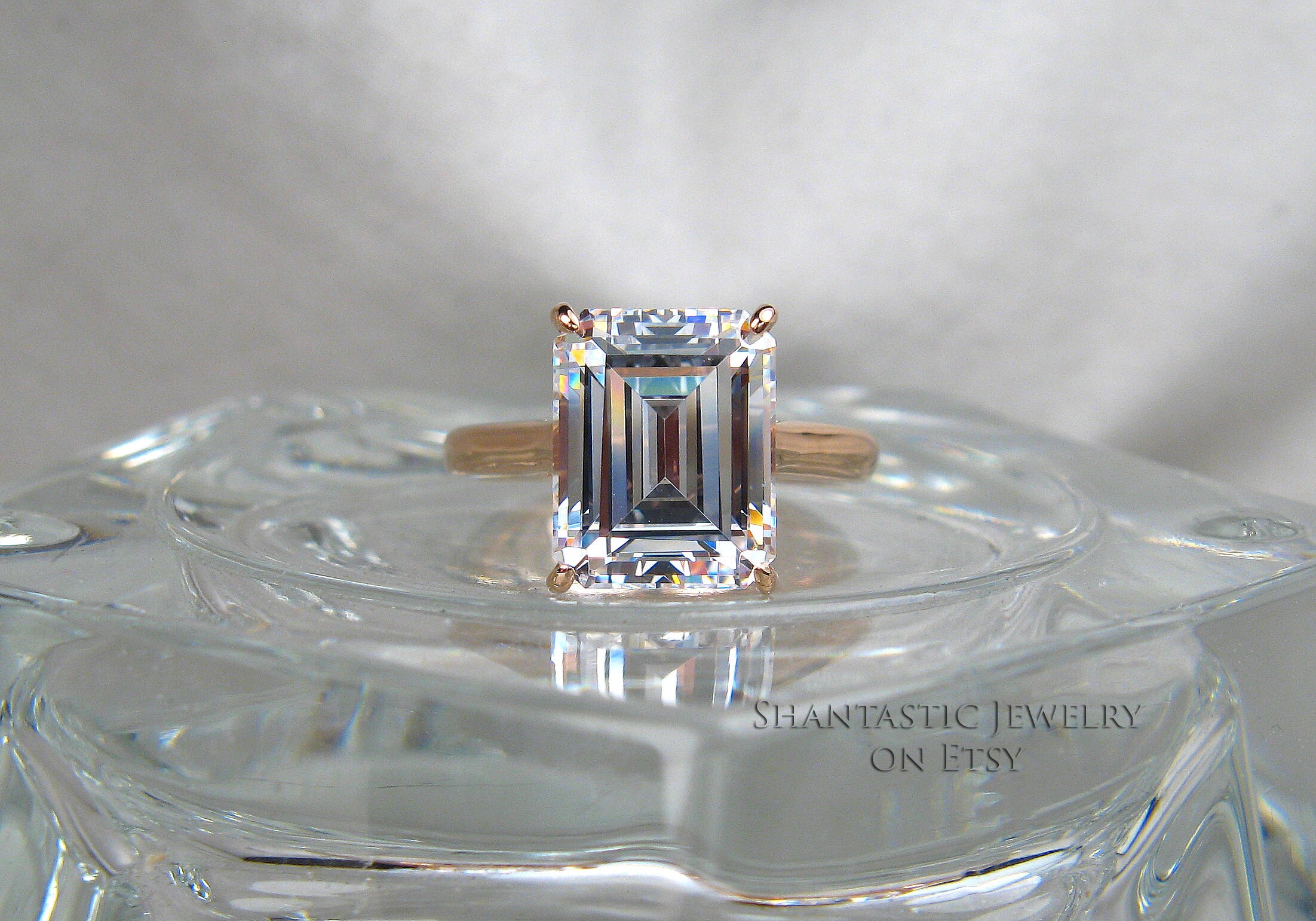 Emerald Cut Cubic Zirconia Engagement Ring 10x8mm 3 Carats Etsy