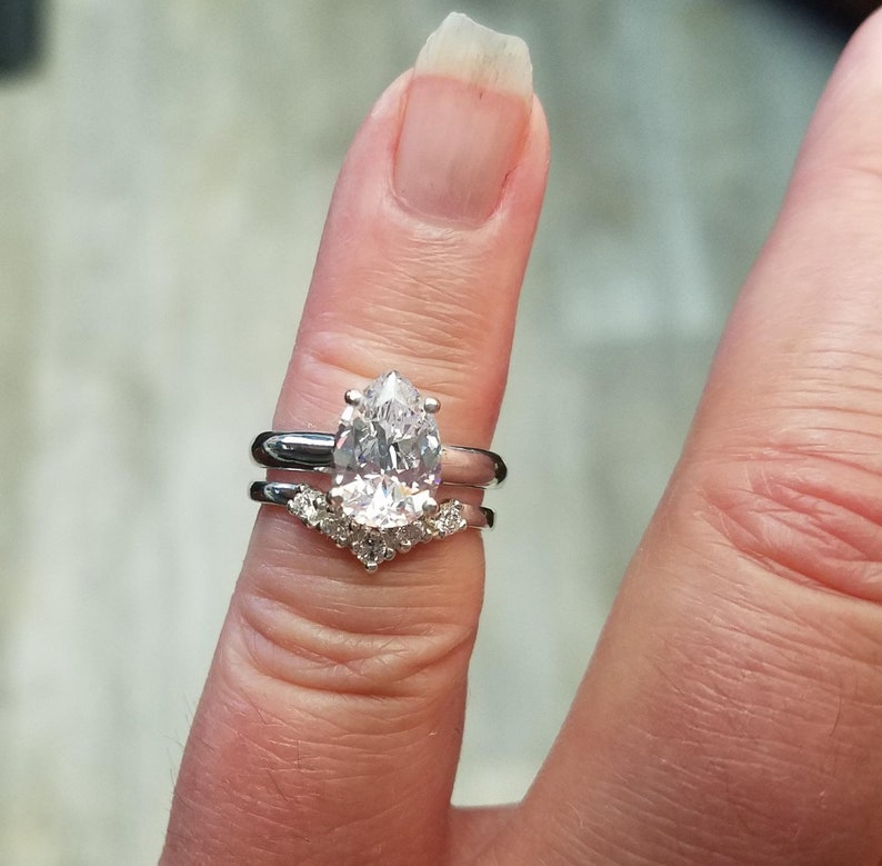 Pear Cut Cubic Zirconia CZ Engagement Ring 10x7mm 2 cts Etsy