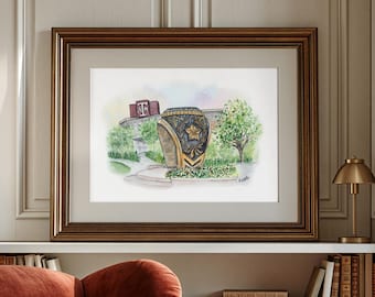 Texas A&M Aggie Ring Art Print | Haynes Ring Plaza Watercolor Painting, TAMU Graduation Gift, Ring Day Dunk Poster, College Station Wall Art