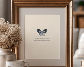 CS Lewis Quote Print Watercolor Butterfly Gift for Christian Friend Sympathy Gift Encouraging Wall Art Faith Loss Mom Gift Blue Butterfly