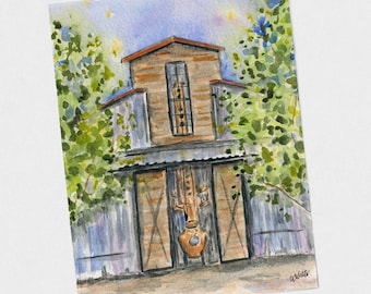 TX Whiskey Distillery Art Print Watercolor Ft. Worth, Whiskey Ranch Still, Dad Guy Gift, Bar Decor Mancave Home Bar Wedding Venue Engagement