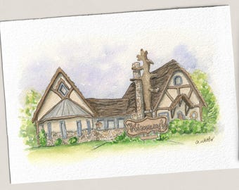 Denton Kimzey's Coffee Shop Storefront Watercolor Art Print UNT Student North Texas Graduate Gift Study Date Night Couples Coffee Bar Decor