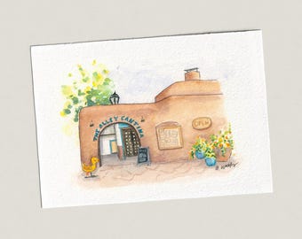 Taos Alley Cantina Watercolor Art Print, New Mexico Storefront Wall Art, Red River, Taos Ski, Land of Enchantment, Angel Fire, Travel Print