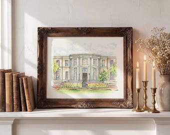Baylor University Armstrong Browning Library Watercolor Art Print Waco Texas Graduation Gift Personalized Alumni Wedding Wall Art