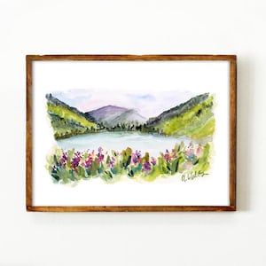 Red River New Mexico Watercolor Print | Cabresto Lake Wildflowers | Sangre de Cristo Mountains Landscape | Angelfire New Mexico | Giclee