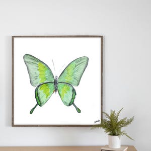 Stampa giclée di farfalle ad acquerello del mese di nascita di maggio / Grande arte murale a farfalla / Arte murale a farfalla divisa / Dipinto a farfalla pavone