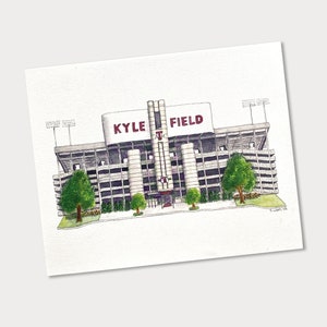 Kyle Field Painting Watercolor Print | Aggie Art | Aggie Graduation Gift | Aggie Football | Alumni | Aggie Pride | Aggie Prints | A&M Giclee