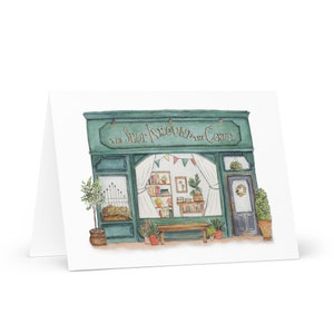 Set di biglietti d'auguri vuoti "Spring Shop Around the Corner", biglietti di auguri vuoti 4x6 incorniciabili, acquerelli ispirati a "You've Go Post", buste