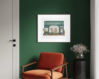 Shop Around the Corner Wall Art, You've Got Mail Watercolor Print, Shopgirl, Kathleen Kelly Bookshop Art, Shop Around the Corner Gift