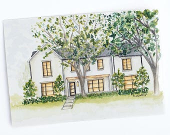 House Painting from Picture, Handpainted Watercolor Home Portrait Art, First Time Buyer Owner, Realtor Closing Gift Basket, Housewarming