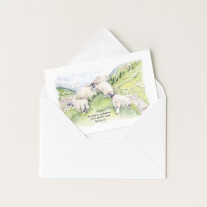 Psalm 23 Scripture Print Notecard 23rd Psalm Sheep Greeting Card Christian Psalm Lord is My Shephard Faith Based Stationary 4x6 Blank Inside