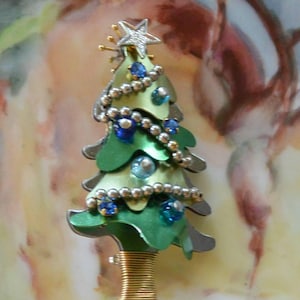 VERKAUF! Liztech Weihnachtsbaum Brosche - UNBENUTZT - Signiert, Dekoriert, USA, Handgefertigt, Orig Karte, Tolles Geschenk - Vintage - Rentner, Fabelhaft!